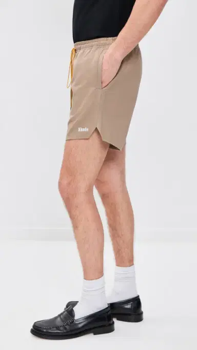 Rhude Classic Logo Twill Shorts 6 Khaki/White | Thumbnail 4