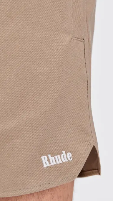 Rhude Classic Logo Twill Shorts 6 Khaki/White | Thumbnail 6