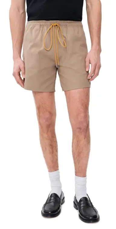 Rhude Classic Logo Twill Shorts 6 Khaki/White | Thumbnail 1