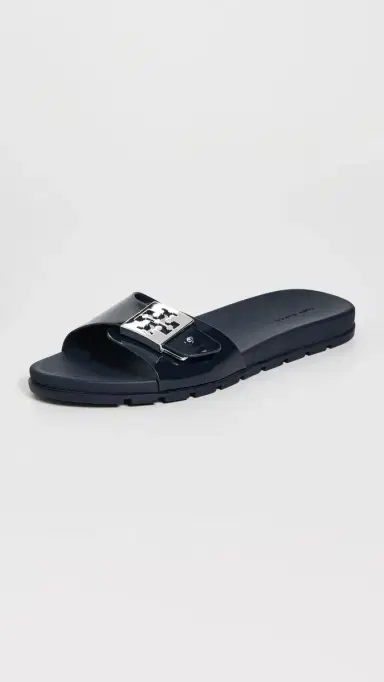 Tory Burch Buckle Slides New Navy/Silver | Thumbnail 2