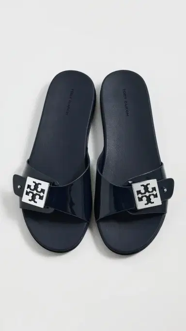 Tory Burch Buckle Slides New Navy/Silver | Thumbnail 4
