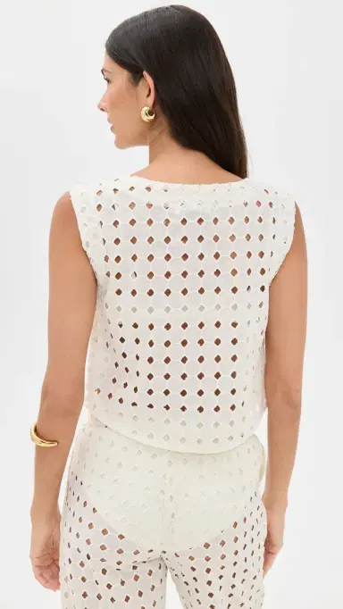 LE BOP Eyelet Odette Cropped Top Ivory M | Thumbnail 3 LE BOP Eyelet Odette Cropped Top Ivory M | Thumbnail 3