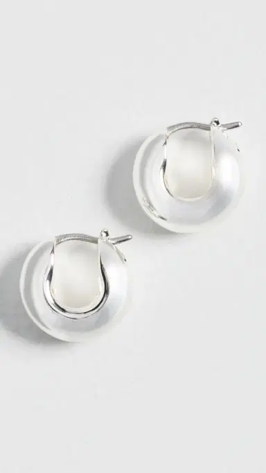 JENNY BIRD Mini Tome Hoop Earrings High Polish Silver One Size | Thumbnail 2