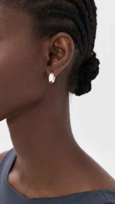 JENNY BIRD Mini Tome Hoop Earrings High Polish Silver One Size | Thumbnail 3