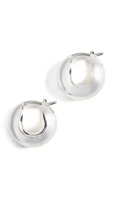JENNY BIRD Mini Tome Hoop Earrings High Polish Silver One Size | Thumbnail 5