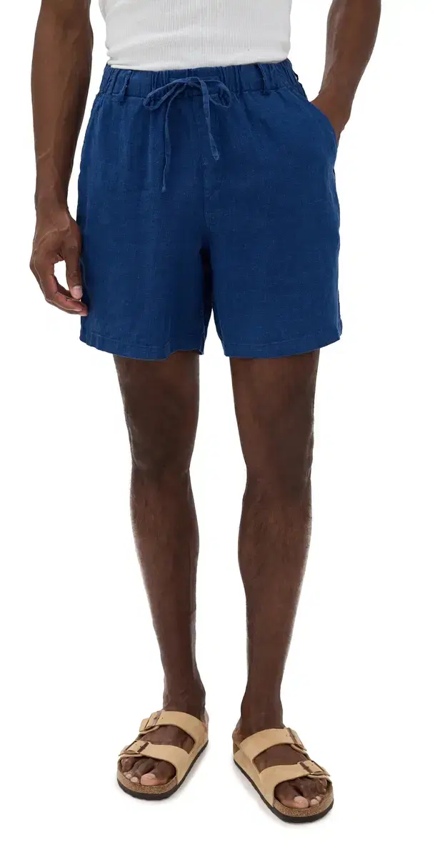 Bather Navy inen eisure Shorts 6 Navy