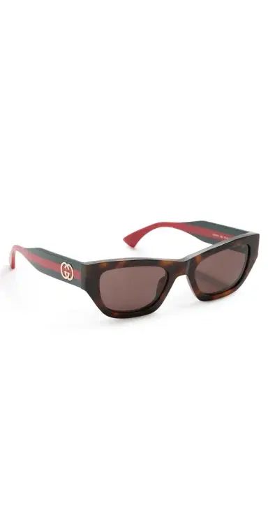 Gucci Web Stripe Sunglasses Havana/Green/Brown One Size | Thumbnail 1 Gucci Web Stripe Sunglasses Havana/Green/Brown One Size | Thumbnail 1