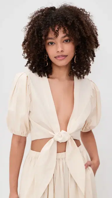 Lisa Marie Fernandez Pouf Tie Blouse Natural Poplin L | Thumbnail 2