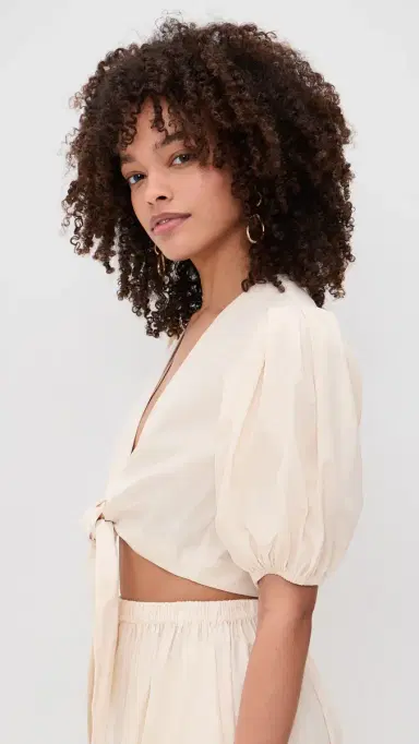 Lisa Marie Fernandez Pouf Tie Blouse Natural Poplin L | Thumbnail 4