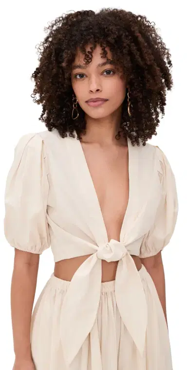 Lisa Marie Fernandez Pouf Tie Blouse Natural Poplin L | Thumbnail 1