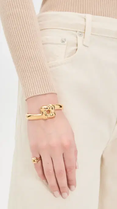 Jenny Bird Woven Square Bangle High Polish Gold M | Thumbnail 3
