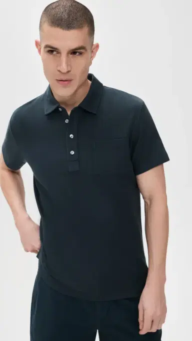 Billy Reid Pensacola Pique Polo Carbon Blue M | Thumbnail 2
