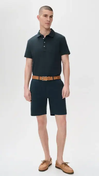 Billy Reid Pensacola Pique Polo Carbon Blue M | Thumbnail 5