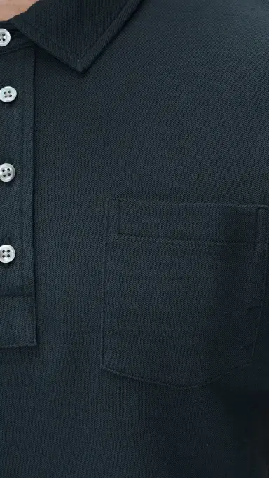 Billy Reid Pensacola Pique Polo Carbon Blue M | Thumbnail 6