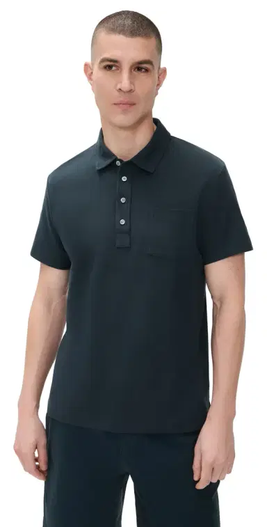 Billy Reid Pensacola Pique Polo Carbon Blue M | Thumbnail 1