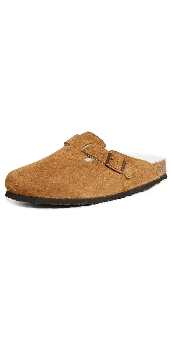 Birkenstock Boston Shearling Sandals Mink Natural