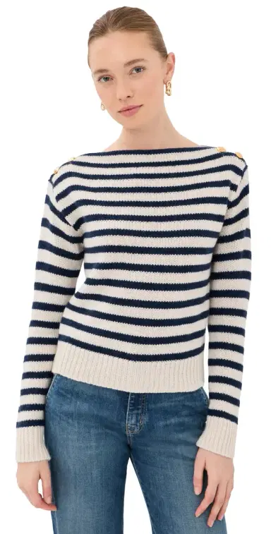 Nili Lotan Tandy Cashmere Sweater /arine Stripe | Thumbnail 1 Nili Lotan Tandy Cashmere Sweater /arine Stripe | Thumbnail 1
