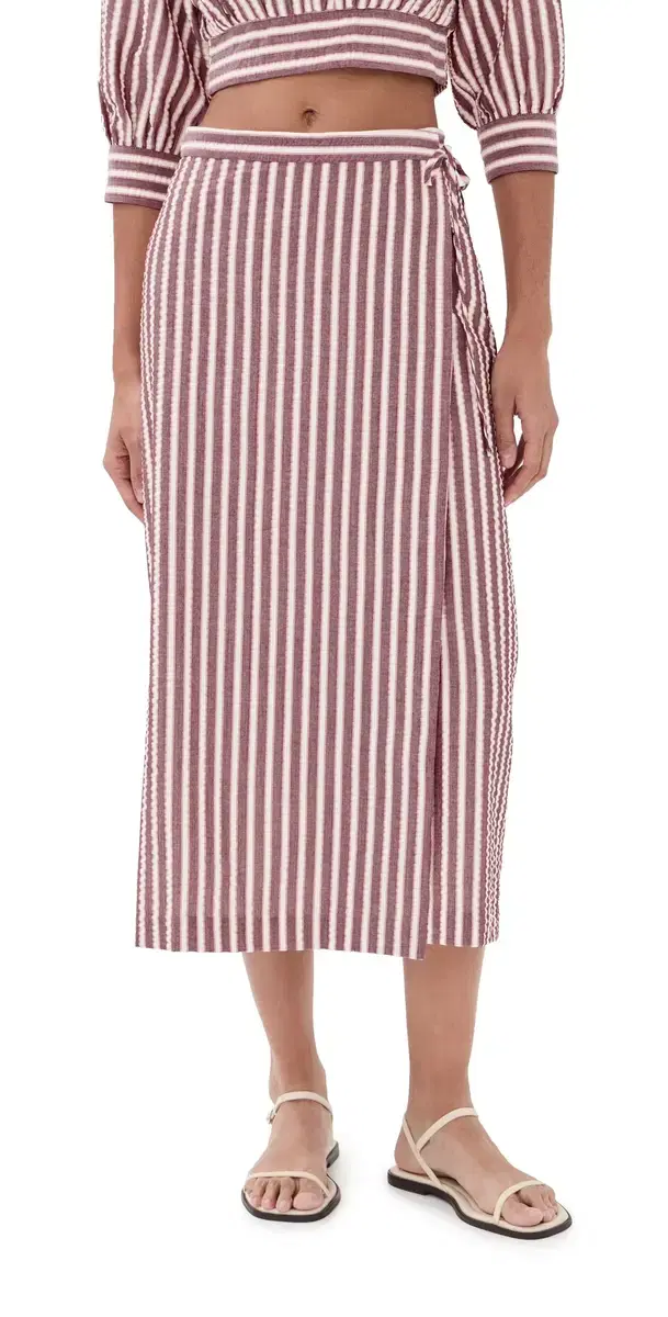 Monty Wrap Midi kirt Oxblood tripe