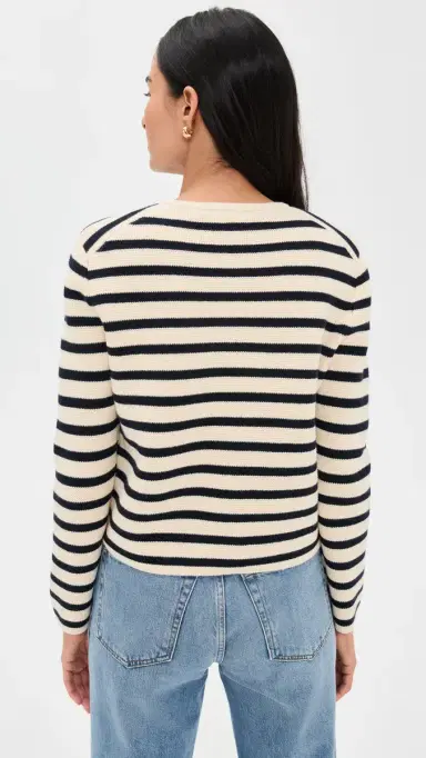 Alex Mill Paris Sweater Jacket Cream/Navy L | Thumbnail 3