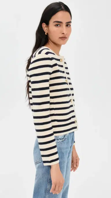 Alex Mill Paris Sweater Jacket Cream/Navy L | Thumbnail 4