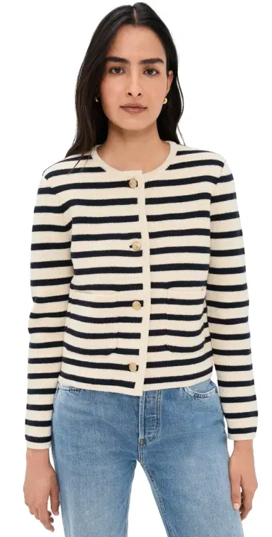 Alex Mill Paris Sweater Jacket Cream/Navy L | Thumbnail 1