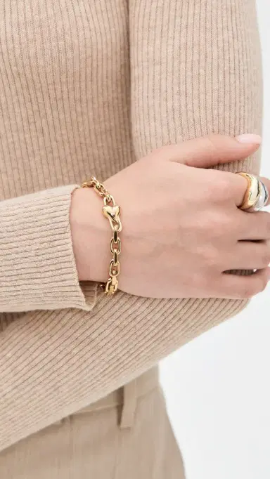JENNY BIRD Art Heart Chain Bracelet High Polish Gold One Size | Thumbnail 3
