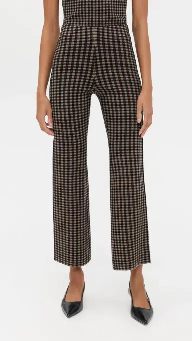 LE BOP Gingham Flare Pants Chocolate/Black | Thumbnail 2