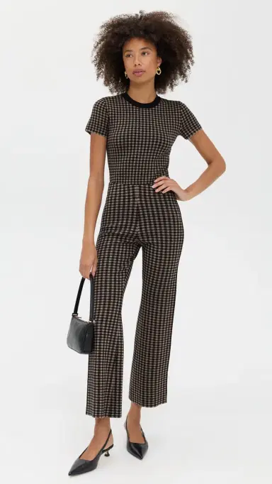 LE BOP Gingham Flare Pants Chocolate/Black | Thumbnail 5