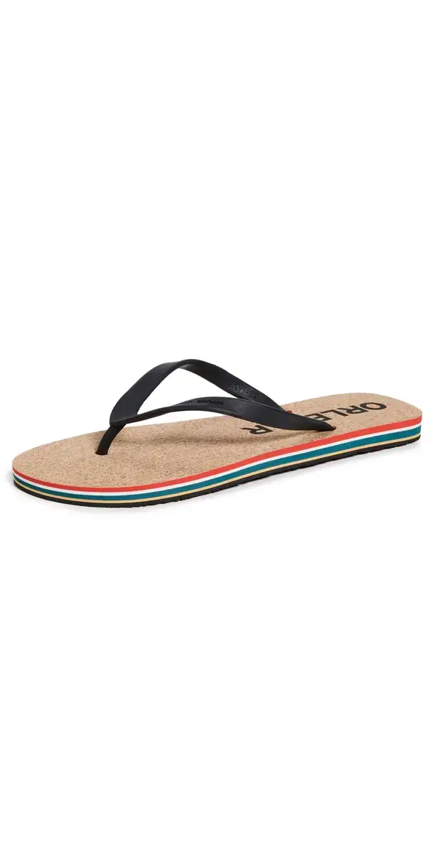 Orlebar Brown Haston Ob Stripe Flip Flops Black/White Sand
