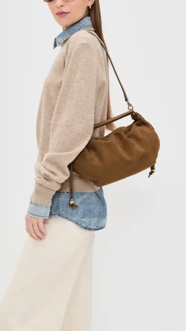 Madewell The Camren Gathered Shoulder Bag in Suede Aged Cognac One Size | Thumbnail 3 Madewell The Camren Gathered Shoulder Bag in Suede Aged Cognac One Size | Thumbnail 3