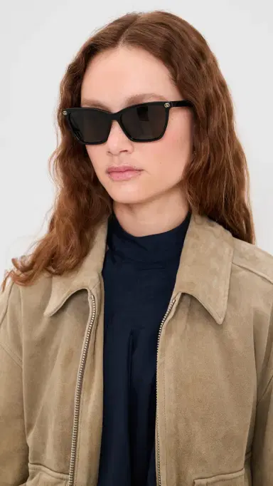 Gucci Double G Sunglasses Black-Black-Grey | Thumbnail 3