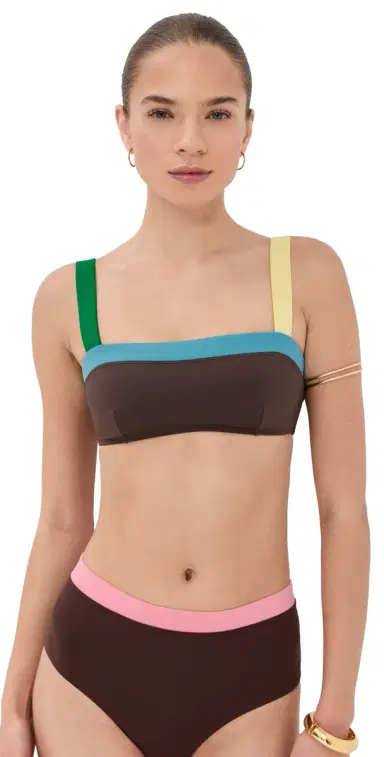 Staud Liv Bikini Top Brown/Colorblock L | Thumbnail 1 Staud Liv Bikini Top Brown/Colorblock L | Thumbnail 1