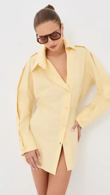 The Attico Mini Shirt Dress Pale Yellow | Thumbnail 2