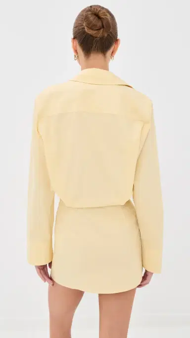 The Attico Mini Shirt Dress Pale Yellow | Thumbnail 3