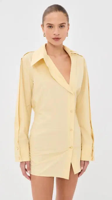The Attico Mini Shirt Dress Pale Yellow | Thumbnail 6