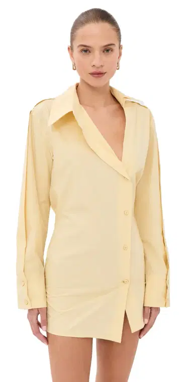 The Attico Mini Shirt Dress Pale Yellow | Thumbnail 1