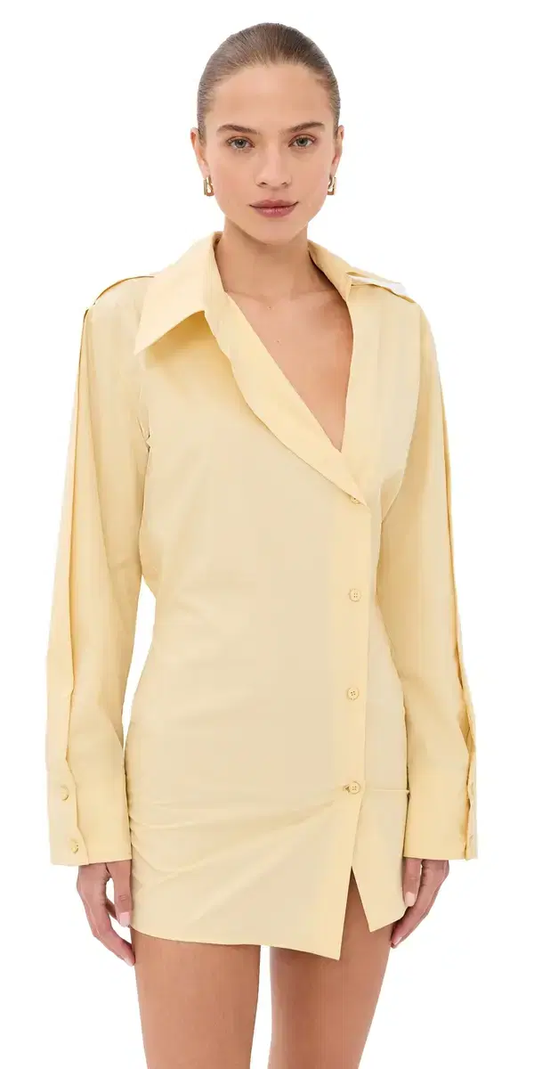 Mini Shirt Dress Pale Yellow Mini Shirt Dress Pale Yellow