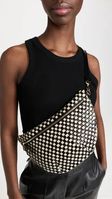 Clare V. Clare V. Grande Fanny Black/Cream Check One Size | Thumbnail 2