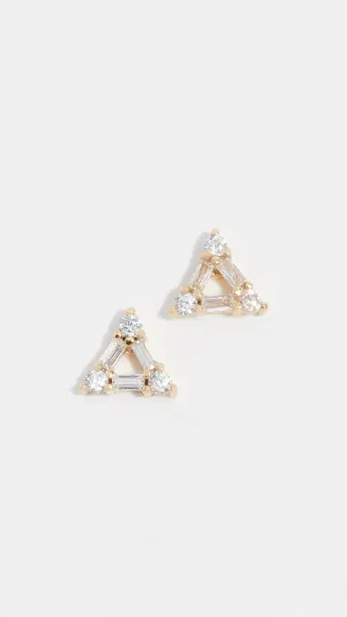 Shashi Trilogy Stud Earrings Yellow Gold/Clear | Thumbnail 2