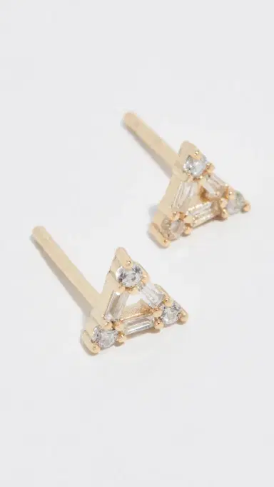 Shashi Trilogy Stud Earrings Yellow Gold/Clear | Thumbnail 4