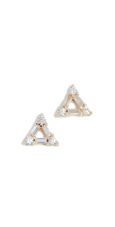 Shashi Trilogy Stud Earrings Yellow Gold/Clear | Thumbnail 1