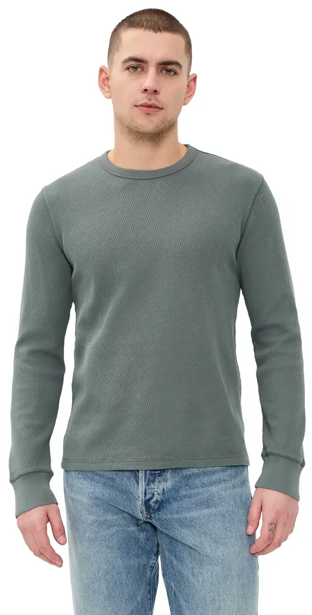 The Cotton Crew Tee Deep Sea Waffle
