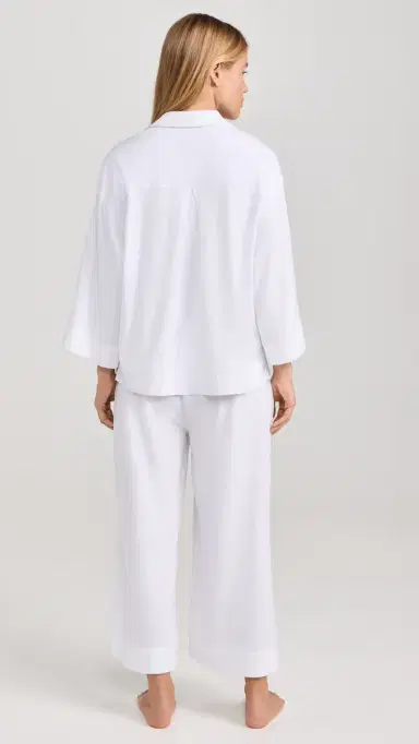 Petite Plume Luxe Pima White Wide eg Pajama Set White | Thumbnail 3 Petite Plume Luxe Pima White Wide eg Pajama Set White | Thumbnail 3