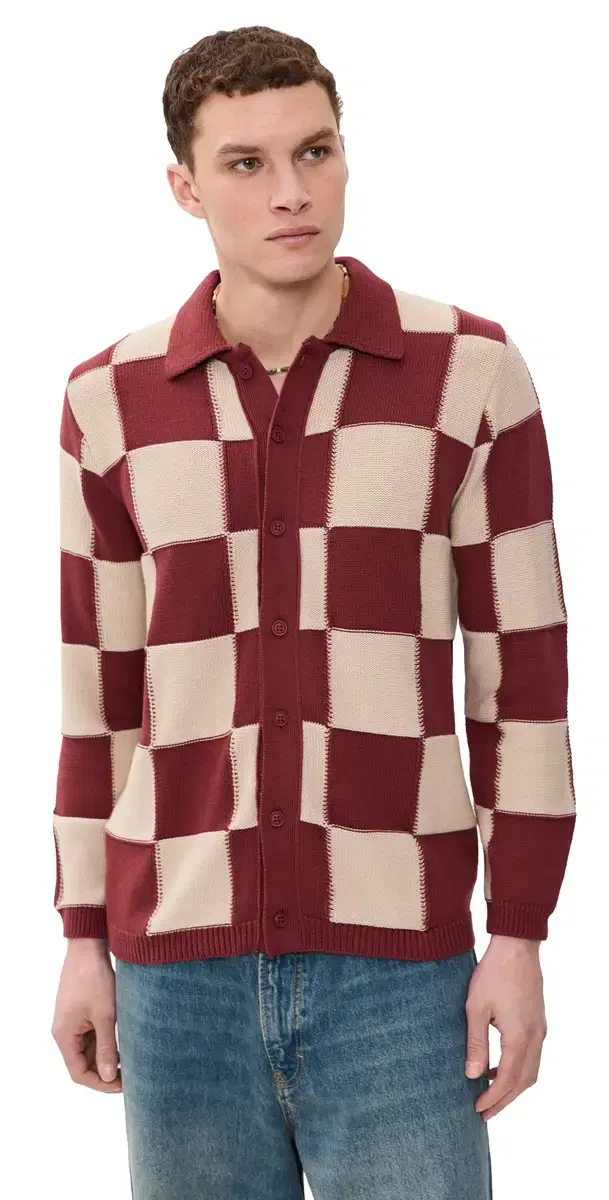 Far Afield quare Patchwork Sweater Red/and