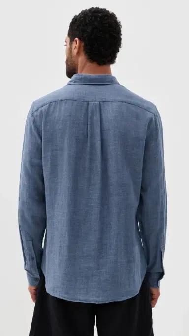 Vince Double Face Long Sleeve Shirt Chambray M | Thumbnail 3 Vince Double Face Long Sleeve Shirt Chambray M | Thumbnail 3