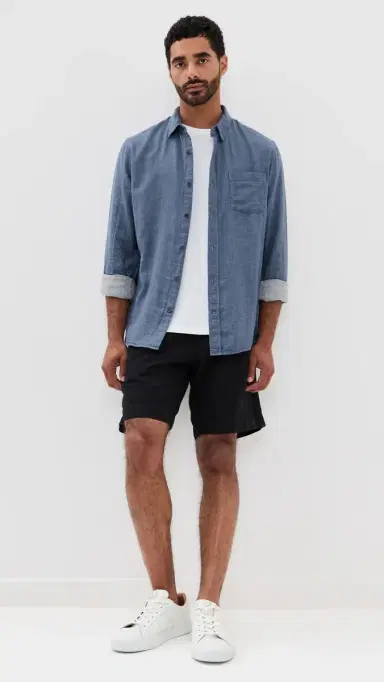 Vince Double Face Long Sleeve Shirt Chambray M | Thumbnail 5 Vince Double Face Long Sleeve Shirt Chambray M | Thumbnail 5