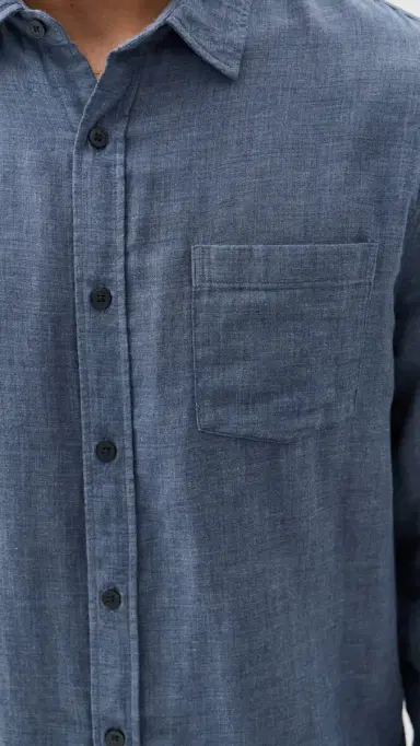 Vince Double Face Long Sleeve Shirt Chambray M | Thumbnail 6 Vince Double Face Long Sleeve Shirt Chambray M | Thumbnail 6