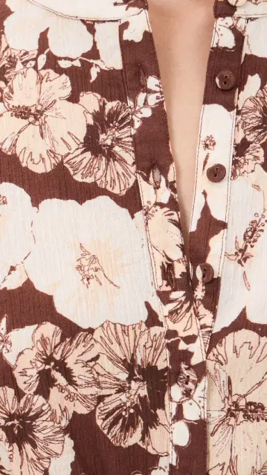 Coniglio Palm Beach Button Front Scarf Top Hibiscus Tropical Coconut One Size | Thumbnail 6 Coniglio Palm Beach Button Front Scarf Top Hibiscus Tropical Coconut One Size | Thumbnail 6