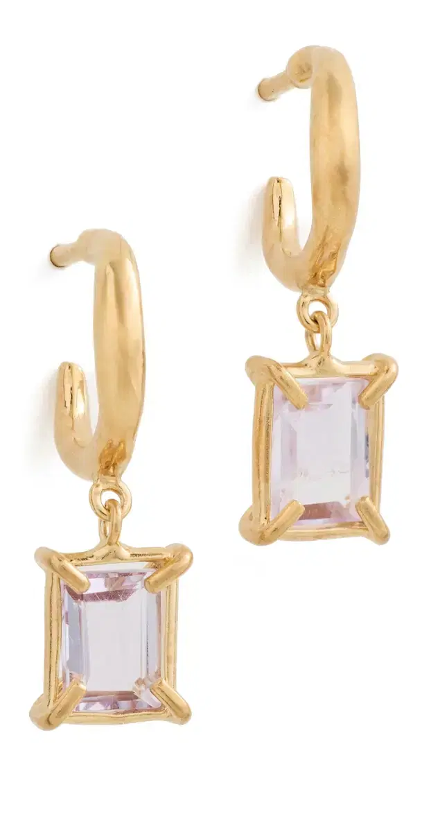 Chan Luu Petite Hoop Earrings with Amethyst Drop Amethyst One Size