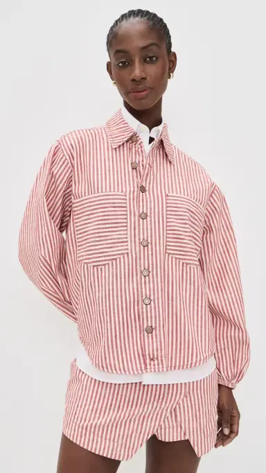 Dress To Striped Twill Shacket tripes | Thumbnail 2